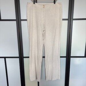 Atelier Pants Womens 14 Beige Linen Blend Relaxed Fit Office Minimalist Preppy